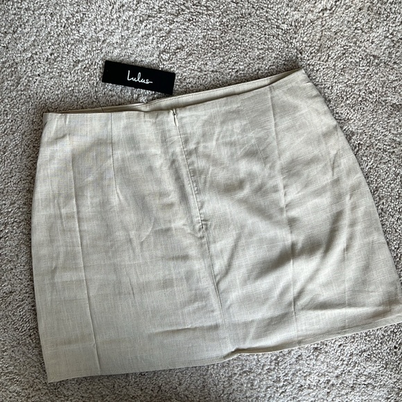 Lulus Double Digits Beige Linen Mini Skirt - Picture 6 of 7